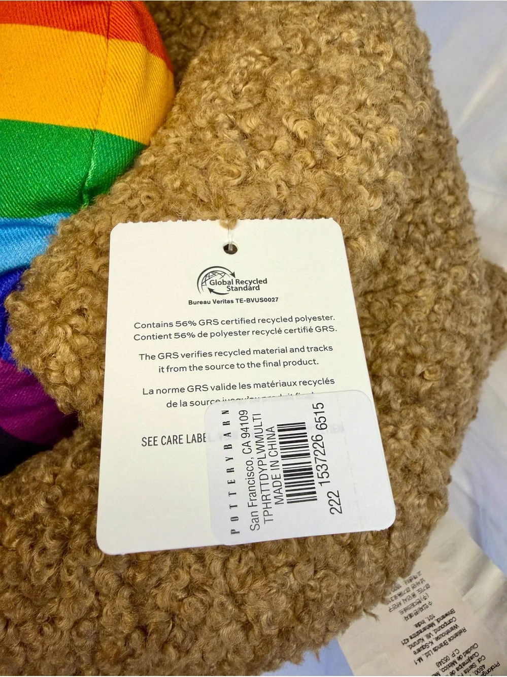 Pottery Barn Teddy Shaped Pillow- Trevor Project 🌈 FREE SHIPPING!